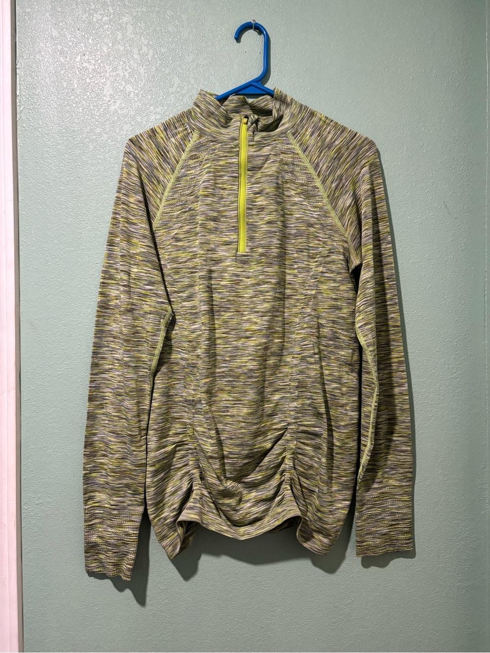 Athleta Heathered Lime Yellow Quarter-Zip Pullover